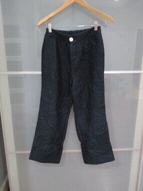 F.R.S For Restless Sleepers Baroque Texture Cropped Navy Pants